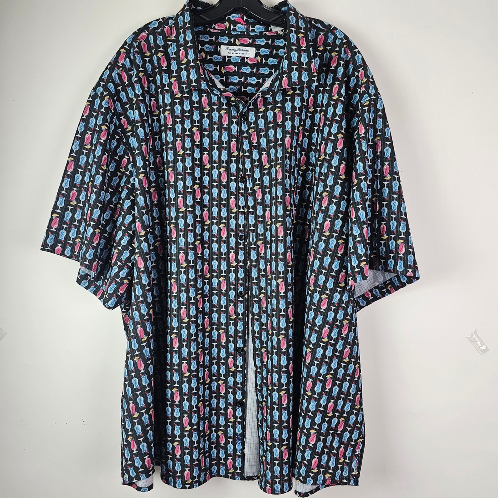 Tommy Bahama The Bahama Coast Mens 4XLB Black Tropical Cocktail Time Shirt SS